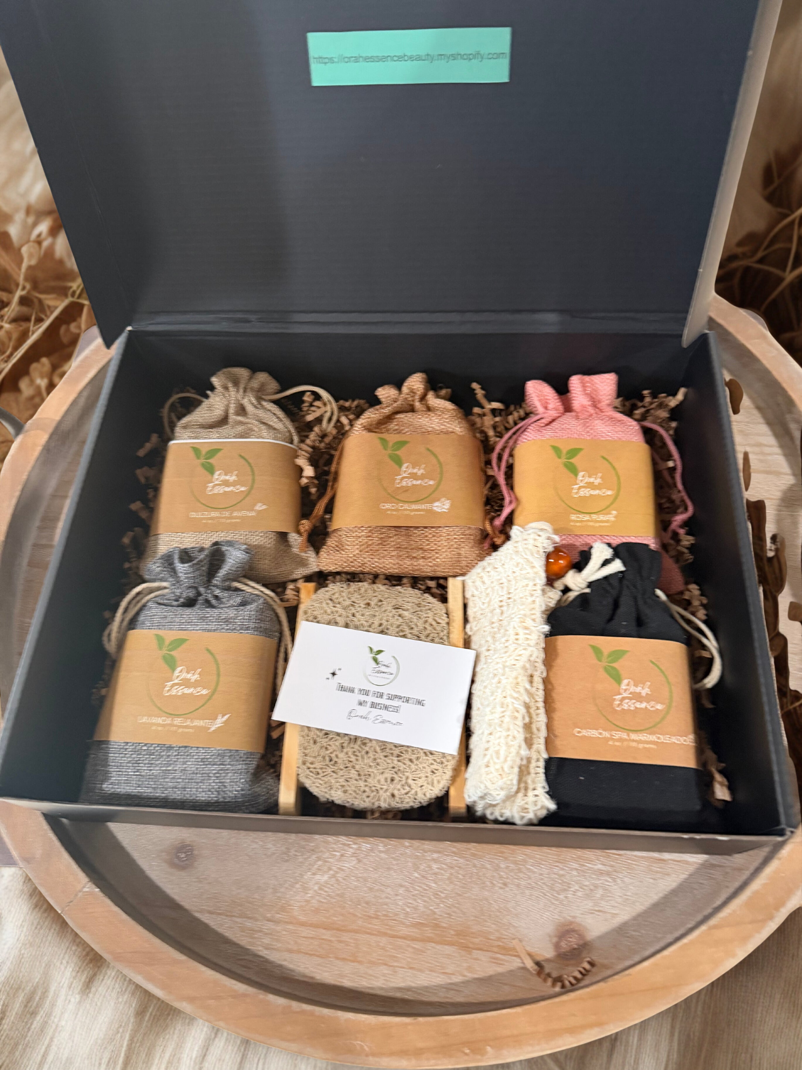 A thoughtfully curated box featuring a selection of our signature handcrafted soaps. Made with nourishing ingredients and designed to elevate your daily routine, this collection delivers gentle cleansing, lasting moisture, and a refined self-care experience. Perfect for gifting or indulging yourself.