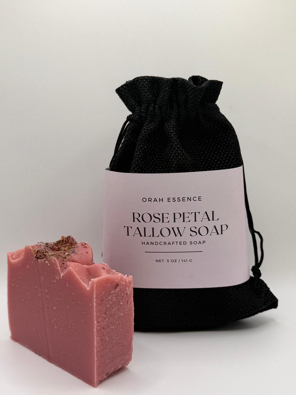 A handcrafted soap made with nourishing tallow and delicate rose petals. Gently cleanses while helping maintain your skin’s natural moisture, leaving it soft, smooth, and lightly refreshed. A timeless floral touch for your daily skincare ritual.